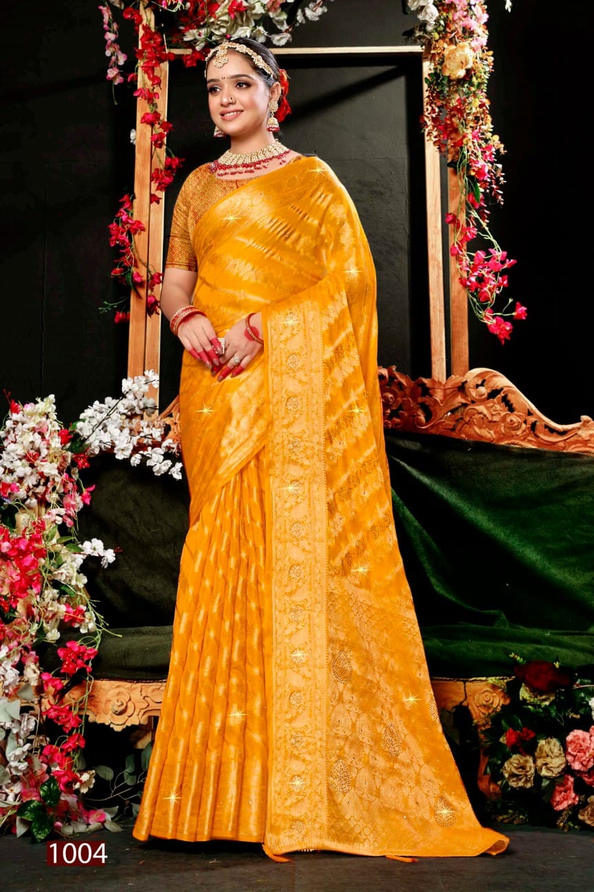 Darpan Saroski Vol 3 By Saroj Organza Swarovski Designer Sarees Wholesale Shop In Surat
